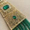 filigree-cascading-statement-necklace-green-detail-snp3319 Filigree Cascading Statement Necklace Green - zoom detail