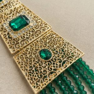 Filigree Cascading Statement Necklace Green - zoom detail