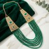 filigree-cascading-statement-necklace-green-lifestyle-snp3321 Filigree Cascading Statement Necklace Green - lifestyle