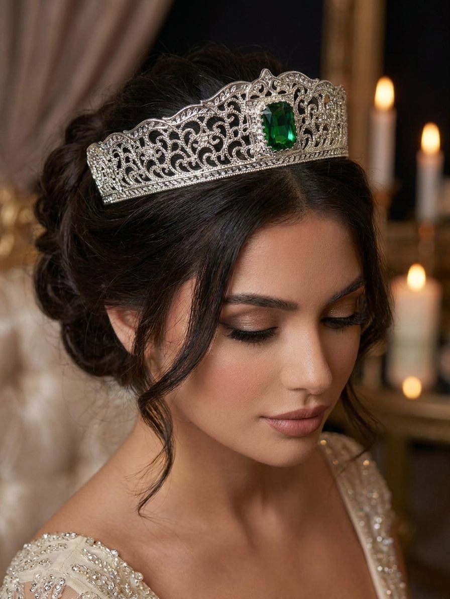 Majestic Filigree Tiara Almond Green - vue portee
