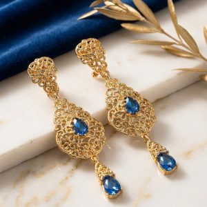 Ornate Chandelier Earrings Baby blue - lifestyle