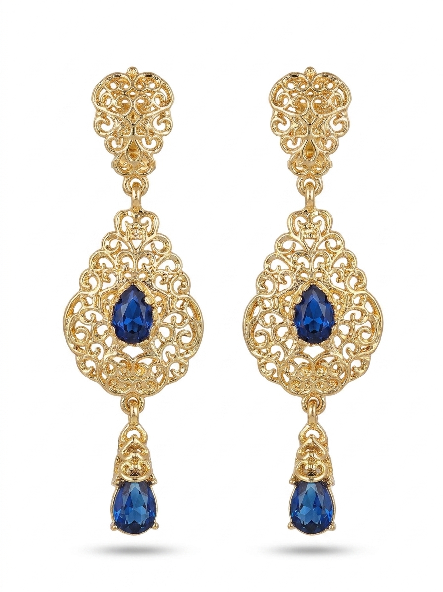 ornate-chandelier-earrings-blue-packshot-snp2111 Ornate Chandelier Earrings Blue - packshot fond blanc