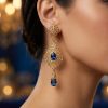 ornate-chandelier-earrings-blue-porte-snp2113 Ornate Chandelier Earrings Blue - vue portee