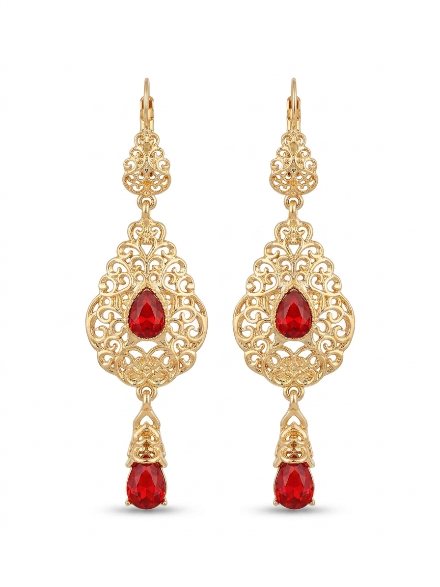 ornate-chandelier-earrings-bordeaux-packshot-snp2115 Ornate Chandelier Earrings Bordeaux - packshot fond blanc