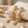 ornate-chandelier-earrings-champagne-lifestyle-snp2081 Ornate Chandelier Earrings Champagne - lifestyle