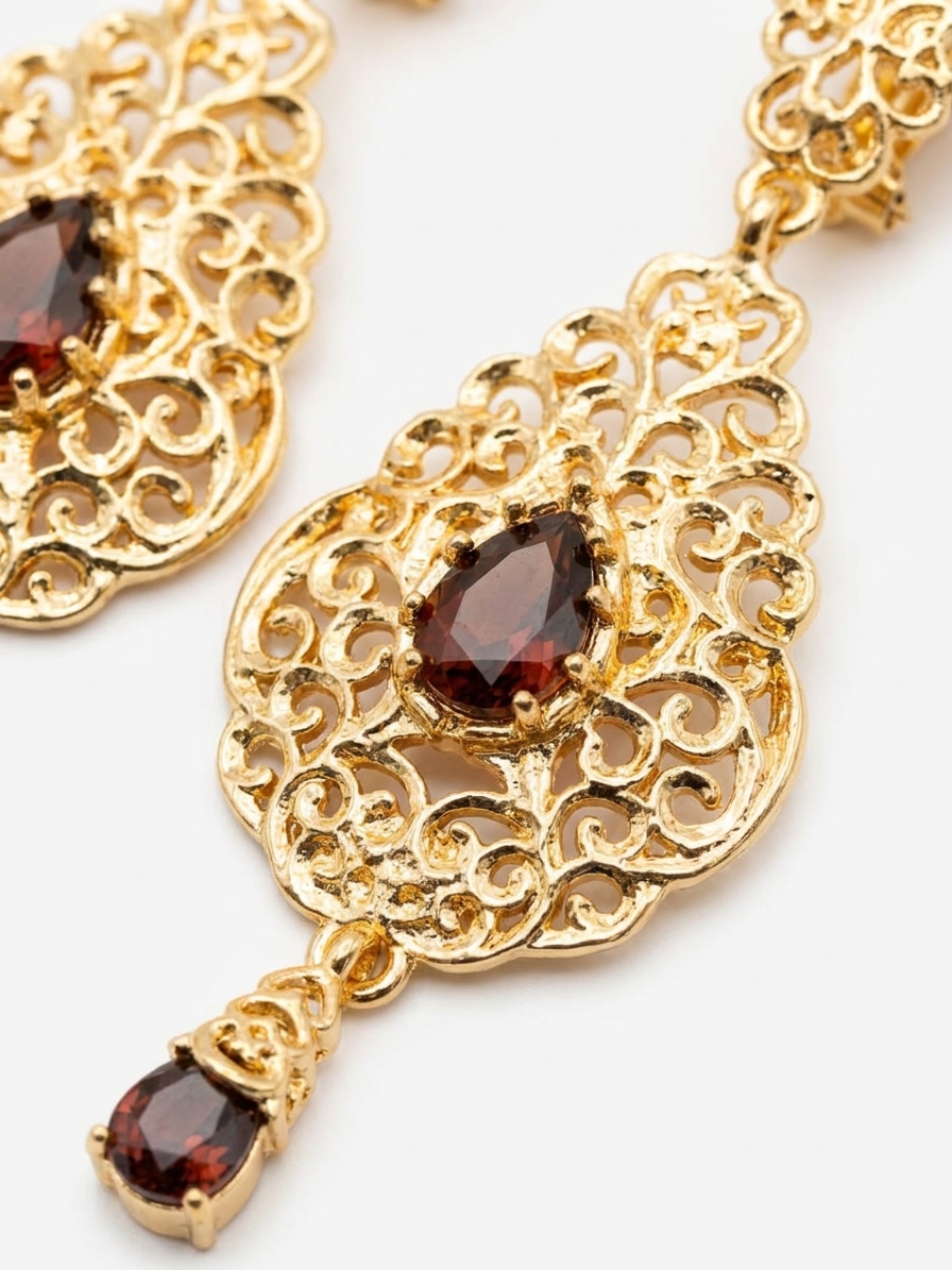 ornate-chandelier-earrings-nude-dark-detail-snp2095 Ornate Chandelier Earrings Nude (Dark) - zoom detail