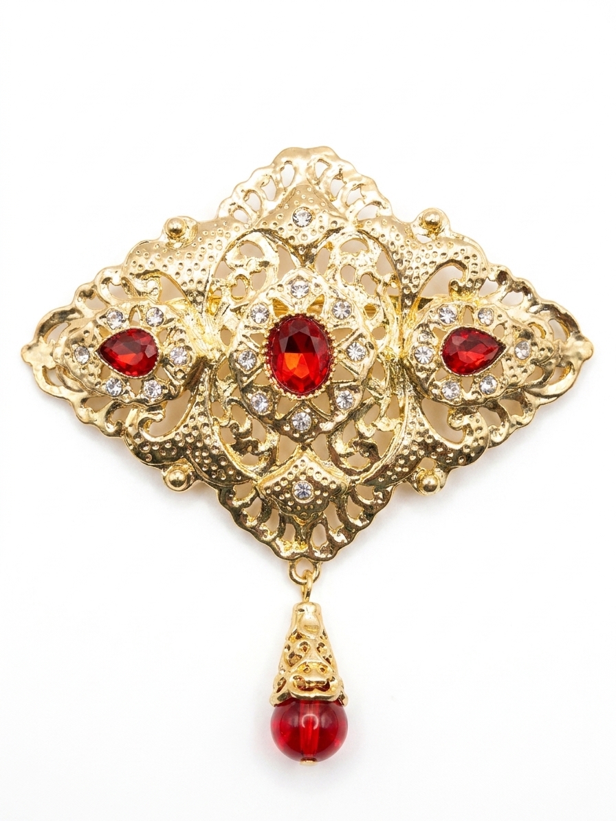 ornate-filigree-statement-brooch-bordeaux-packshot-snp2158 Ornate Filigree Statement Brooch Bordeaux - packshot fond blanc