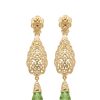 Ornate Filigree Teardrop Dangle Earrings Almond Green - packshot fond blanc
