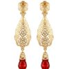Ornate Filigree Teardrop Dangle Earrings Bordeaux - packshot fond blanc