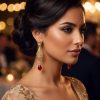 Ornate Filigree Teardrop Dangle Earrings Bordeaux - vue portee