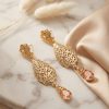 Ornate Filigree Teardrop Dangle Earrings Nude - lifestyle