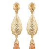 Ornate Filigree Teardrop Dangle Earrings Nude - packshot fond blanc