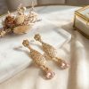 Ornate Filigree Teardrop Dangle Earrings Pink - lifestyle