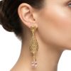Ornate Filigree Teardrop Dangle Earrings Pink - vue portee