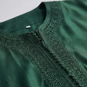 Traditional Sharga Gandoura Forest Green - zoom detail