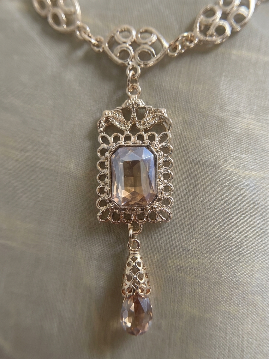 vintage-inspired-ornate-pendant-necklace-champagne-detail-snp2616 Vintage-Inspired Ornate Pendant Necklace Champagne - zoom detail