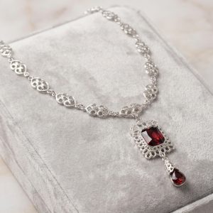 Vintage-Inspired Ornate Pendant Necklace Nude (Dark) - lifestyle