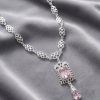 vintage-inspired-ornate-pendant-necklace-pink-lifestyle-snp2611 Vintage-Inspired Ornate Pendant Necklace Pink - lifestyle